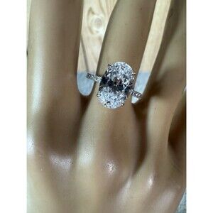 Maxine MOISSANITE 18K White Gold Plated Over Sterling Oval Cut Engagement Ring-5